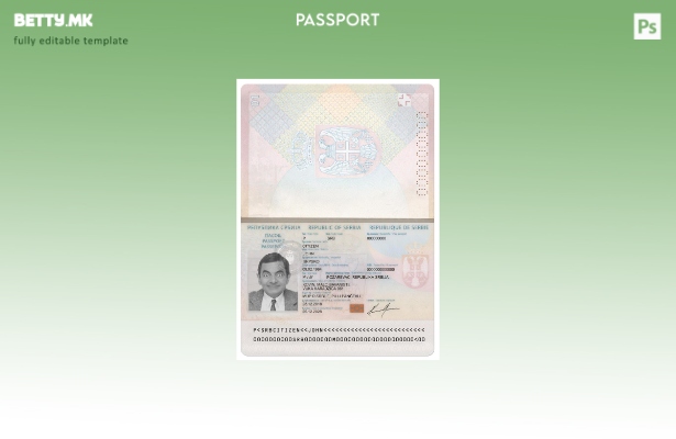 Модерен стил, сегашен шаблон за српски пасош